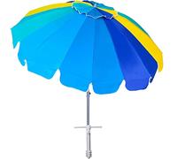 AMMSUN Parasol de plage robuste de 2,3 m avec ancre de sable et abri solaire inclinable, protection UV 50+, parasol d'extérieur avec sac de transport pour terrasse, jardin, plage, piscine