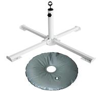 AMMSUN Support de parasol de plage pliable et portable, Dalle Pied pour Parasol de Terrasse, Ancre de Parasol d'Extérieur en Fer Trempé Antirouille pour Cour, Jardin, Plage, Herbe (Blanc)