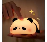 AmmToo Veilleuse Panda pour Enfants, Lampe de Nuit 3 Modes de Lumière, Réglable avec Minuteur, Contrôle Tactile, Silicone Rechargeable par USB (Panda A)