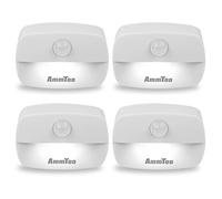 AmmToo Veilleuses LED, Lumière de détecteur de mouvement avec Capteur de Crépuscule, Veilleuse Enfant pour Chambre Bébé, Cuisine, Couloir, Escalier, Salon, Blanc Lot de 4