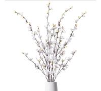 Ammyoo Lot de 4 Branches de Prunier artificielles en Soie pour Mariage, Bureau, fête, hôtel, Cour, Maison, décoration à Faire soi-même (Blanc).