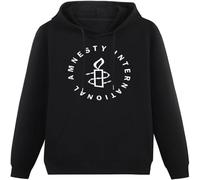 Amnesty International Logo Hoody Unisex Ptinted Hoodies Long Sleeve Men's Hooded with Pocket Black XL