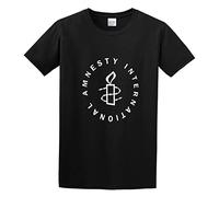 Amnesty International Logo T-Shirt Graphic Tee Printed Top Mens Black Shirt M