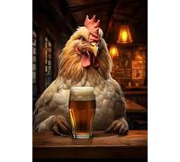 AmNooL Animaux affiche drôle de poulet de chien dans un bar impression sur toile peinture murale art picture Club cuisine décor à la maison cadeau sans cadre-B_40x50cm