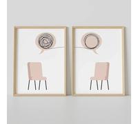 AmNooL Moderne minimaliste abstrait mur Art chaise ballon huile sur toile affiche et estampe psychologue Therapy Decoration sans cadre-40x50cmX2