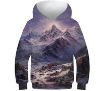AMNOOL Sweat à Capuche pour Enfants Hommes et Femmes Impression 3D Sweat-Shirt de Nuit majestueux Mode Manches Longues Ample Printemps-Automne Pull de 12 à 14 Ans