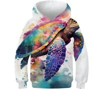 AMNOOL Sweat-Shirt à Capuche pour Enfants Impression 3D Tortue Animaux Pulls à Capuche Manches Longues pour garçons Clothes9-11Y