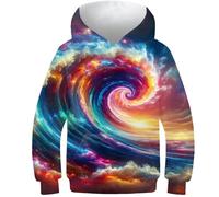 AMNOOL Sweat-Shirt à Manches Longues pour Enfants Sweat-Shirt coloré Tourbillon dans Le Ciel pour garçons et Filles Haut d'automne décontracté vêtements pour Filles de 11 à 13 Ans