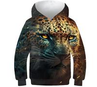 AMNOOL Sweat-Shirts pour Enfants Impression 3D la Jaguar Pull à Capuche Automne Pulls à Capuche à Manches Longues Sweats à Capuche vêtements d'extérieur 7-9Y