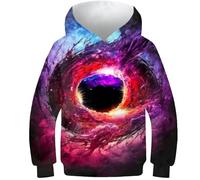 AMNOOL Sweats à Capuche Unisexe garçons Filles 3D Cosmique Monstre imprimé Sweats Automne Enfants décontracté à Manches Longues survêtements Hauts Pull à Capuche Veste 13-15 Ans