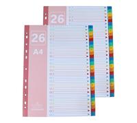 AMO HERMOSO Lot de 2 Intercalaires Plastique A-Z Format A4 pour Classeurs, Séparateurs Alphabétiques 11-trous rouge 1-26