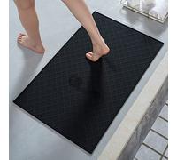 AMOAMI Tapis de salle de bain ultra fin avec envers en caoutchouc antidérapant et absorbant pour sol, douche, évier (43,2 x 71,1 cm, noir)