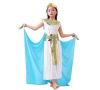 AMOBON Deguisement Cleopatre Enfant Fille: Déguisement Egyptienne Fille avec Accessoires - Costume Cleopatre Egyptien pour Carnaval Carnival Mardi Gras Cosplay (Blanc, S)