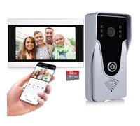 AMOCAM Interphone vidéo sans fil avec système de moniteur, interphone vidéo WiFi 1080p HD en métal, moniteur de 7 pouces avec enregistrement de carte de 32 G, application Tuya, audio bidirectionnel,