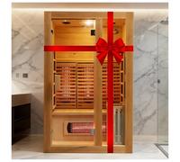 amocane - Chambre de sauna à double système infrarouge et vapeur, sauna canadien pour 2 personnes avec dossier, saunas traditionnels d'intérieur avec 6 chauffages et poêle de sauna de 3,5 kW