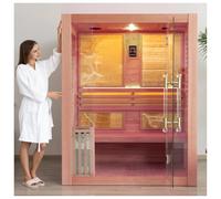 amocane Sauna à vapeur en cèdre, pour 1 à 2 personnes, sauna d'intérieur en bois avec chauffage Harvia à faible EMF de 4,5 kW. Kit d'accessoires de sauna de luxe avec dossier, seau, roches (119,4 x