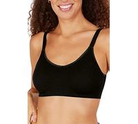 Amoena Eliza Soutien-gorge de mastectomie sans armatures avec fermeture avant et poches - Confortable et bretelles larges réglables, Noir, L