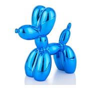 AMOIENSIS Statue de Chien en Ballon Brillant de 10,2 cm - Sculpture d'animal en Ballon Bleu galvanisé - pour décoration d'étagère, Petit décor éclectique de Bureau, Chien Ballon Vif