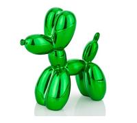 AMOIENSIS Statue de chien en ballon brillant de 10,2 cm - Sculpture d'animal en ballon vert galvanisé - pour décoration d'étagère, petit décor éclectique de bureau, chien ballon vif