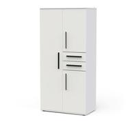 Amoire placard de rangement 3 portes et 2 tiroirs couleur blanc mat - Largeur 90,4 x Profondeur 50 x Hauteur 188 cm