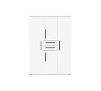 PEGANE Amoire Placard de Rangement 4 Portes et 2 tiroirs Couleur Blanc Mat - Largeur 134,6 x Profondeur 50 x Hauteur 188 cm