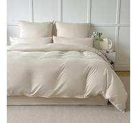 Amolavet Parure de lit d'hiver 155 x 220 cm - Beige - En microfibre brossée - Housse de couette 155 x 220 cm - Housse de couette 155 x 220 cm et taie d'oreiller 80 x 80 cm - Avec fermeture éclair -