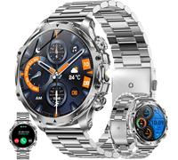 Amoled Men's Smart Watch 1.85 Inch With Phone Function, 800mah Battery, Flashlight, 5 Atm, 123 Sports Modes, Blood Pressure Pedometer For Ios And Android (Silver)