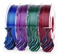 AMOLEN - Lot de 4 filaments PLA soie brillant de 1,75 mm pour imprimante 3D FDM, bicolore changeant de couleur, série noire, 200 g par bobine