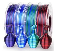 AMOLEN - Lot de 4 filaments PLA soie de 1,75 mm pour imprimante 3D FDM, multicolore arc-en-ciel, filament brillant à changement de couleur, rayures irrégulières, 200 g par bobine