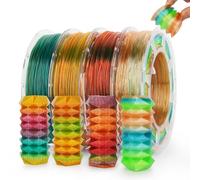AMOLEN - Lot de 4 filaments TPU flexible de 1,75 mm pour imprimante 3D, multicolore et transparent arc-en-ciel, 200 g par bobine - 3DTPUSET