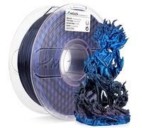 AMOLEN PLA 3D Printer Filament, Silk Shiny Black Blue PLA Filament 1.75mm, Color Change 3D Printing Filament for Most FDM 3D Printer, 1kg Spool(2.2lbs)