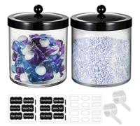 Amolliar Lot de 2 pots d'apothicaire de 1,4 l - Boîte en plastique avec couvercle en acier inoxydable, organisateur de vanité de salle de bain, distributeur de dosettes de détergent à lessive