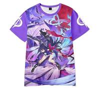 AMOMA Unisex Cosplay Jeux Honkai Star Rail 3D Impression Manches Courtes T-Shirt Décontracté Col Rond Tees(XL,SeeleBright)