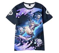 AMOMA Unisex Cosplay Jeux Honkai Star Rail 3D Impression Manches Courtes T-Shirt Décontracté Col Rond Tees(L,SilverWolf)