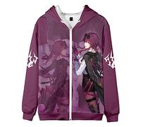 AMOMA Unisexe Cosplay Jeux Honkai Star Rail Sweat à capuche Zippé Décontractée Manteau à Capuche Avec Poches(L,Kafka)