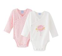 Amomí Body pour bébé garçon et fille, lot de 2 pièces, manches longues, 100 % coton, doux bodies avec boutons de pression, couleur blanc écru imprimé, Terre rose, 0-3 mois