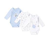 Amomí Body pour bébé garçon et fille, lot de 2 pièces, manches longues, 100 % coton, doux bodies avec boutons de pression, couleur blanc écru imprimé, Oursons, 0-3 mois