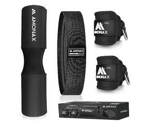 Amonax Barbell Squat Pad Manchon Mousse à Squat En Mousse Support De Nuque & Epaules Protection Pour Squats Lunges, Hip Thrusts, Haltérophilie (Noir Ensemble Combi 3 en 1)