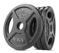 Amonax Disque de Musculation, Plaques de Poids de 2,5kg, 5kg, 10kg Poids Musculation pour 25mm Barres, Fonte Disques d'haltère pour Haltérophilie Et Hip Thrust Chez Vous