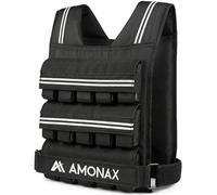 Amonax Gilet Lesté 10kg / 20kg / 30kg, Gilet Lesté Réglable pour Hommes et Femmes avec Éléments Réfléchissants, Weighted Vest pour l’Entraînement Fitness, la Marche et le Renforcement Musculaire