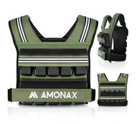 Amonax Gilet lesté réglable pour homme et femme, 0,8-10 kg/1,1-20 kg/1,5-30 kg, gilet de course réfléchissant avec poids léger, idéal pour les entraînements de fitness, le renforcement musculaire et