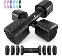 Amonax Haltères Réglables 4 En 1, Kit De Poids 1kg à 2.5kg, Alteres Musculation Femme Et Homme, Dumbbell Set Compact Pour Entraînement De Force, Fitness Et Poids Musculation à La Maison (Noir)
