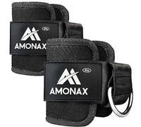Amonax Sangle Cheville Musculation Poulie - Sangle Musculation et de Fitness sur Le Câble Machines pour Training Leste Chevilles (2 Pièce - Noir)