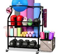 Amonax Support de Rangement pour Haltères, Kettlebells et Tapis de Yoga