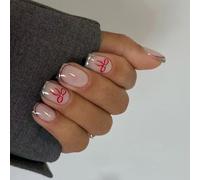 Amond Press On Nails Bowknot Designs Français Faux Ongles Acryliques Faux Ongles Colues Artificielles Sur Le Cercueil De L'ongle De La Presse Pour Femmes
