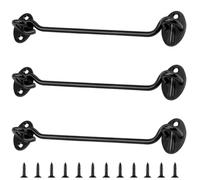 AMONENZ 3 Pièces 200mm Crochet Porte, Noir Crochet Fermeture Porte, Loquet de Porte en Acier Inoxydable 201, Loquet Porte avec 12 vis, Porte et Fenêtre, Armoire, Chenil