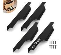 AMONENZ 4 Pièces 300 mm Poignée Meuble Cuisine, Noir Poignet de Porte Cuisine, Caché Poignée Meuble Cuisine, Modernité Poignee Meuble, avec 8 Vis, pour Tiroirs, Placards, Portes de Cuisine