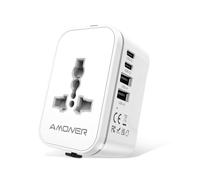 Amoner Adaptateur de Voyage Prise Universelle, Adaptateur International avec 2 USB C et 2 USB A Prises de Courant AC Universelles Adaptateur de Voyage France USA UK ThaïLande Italie Allemagne