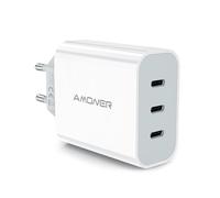 Amoner Chargeur Rapide USB C 35W 3-Port Prise Secteur pour iPhone 17 16 15 14 13 12 11 Pro Max SE XS XR X 8 7 6 6S Plus, iPad Mini, Rapide Mural Secteur Alimentation Adaptateur