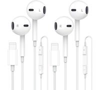 Amoner Lot de 2 écouteurs intra-auriculaires pour iPhone avec câble, écouteurs stéréo HiFi avec connecteur Lightning, microphone et contrôle du volume, compatibles avec iPhone 14/13/12/11/Pro